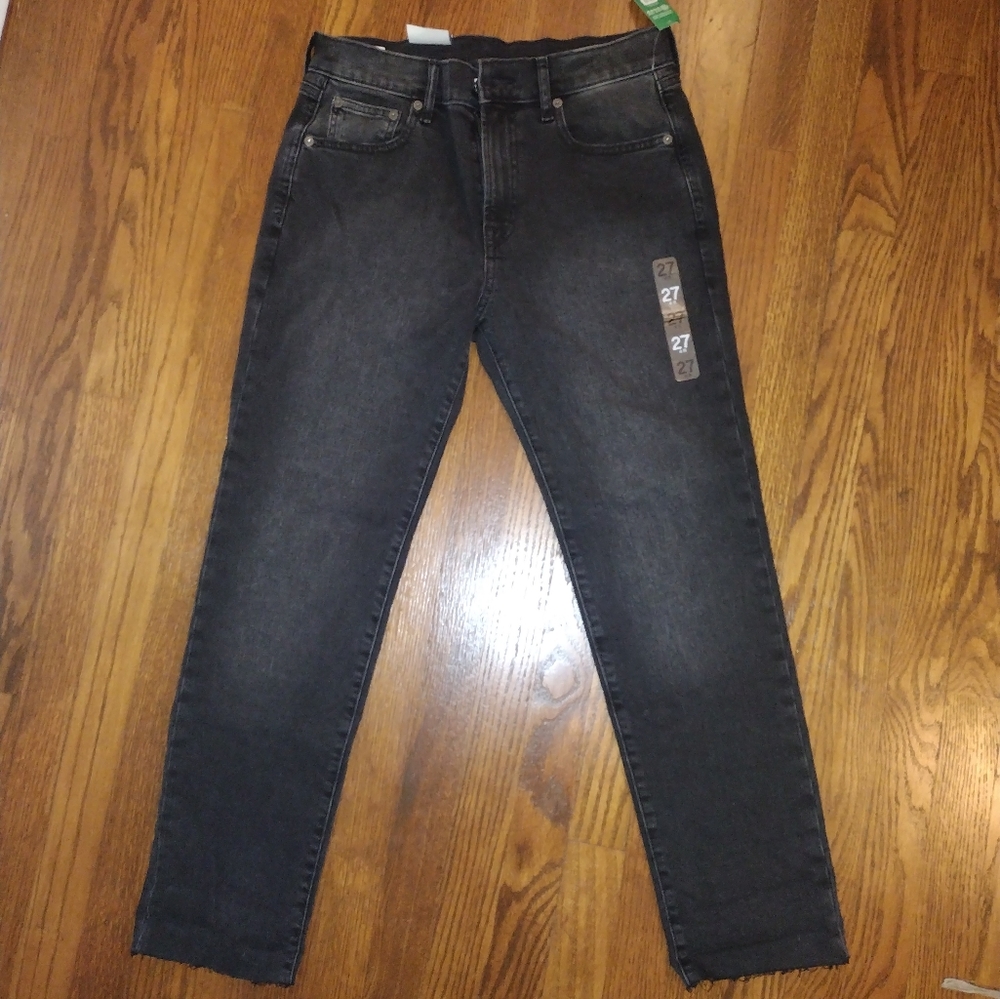 Gap Girlfriend Mid-Rise Raw Hem Jeans Black Women Size 27/4R